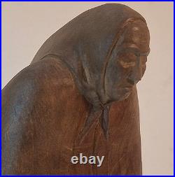 Rafael Alberti (1902-1999) Spain, Original Signed Wood Carving Woman Sculpture