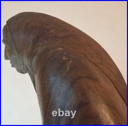 Rafael Alberti (1902-1999) Spain, Original Signed Wood Carving Woman Sculpture