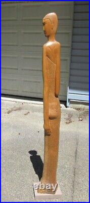 Ralph Hurst Tallahassee FL Artist Wood Hand Carved Sculpture Female 65.5 Tall