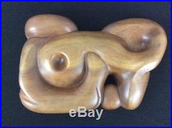 Rare 1960's Mid Century Abstract Modernist Wood Carved Art Sculpture Modern