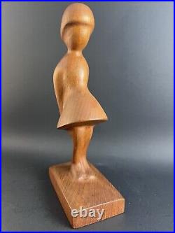 Rare Arne Basse Branded Teak Girl Sculpture Made in Denmark