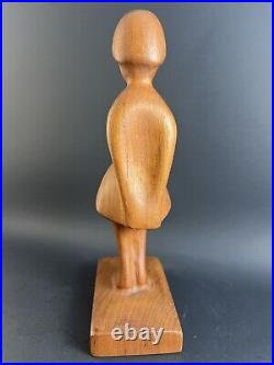 Rare Arne Basse Branded Teak Girl Sculpture Made in Denmark