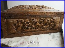 Rare Chinese Qing Huanghuali Wood Wooden Box Carved Coffre Sculpture