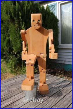 Rare Don Ellefson Chicago Artist Robot Poseable Man 28 Tall Hand Made