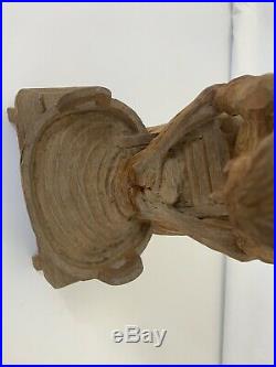 Rare EMIL JANEL Wood Carving Sculpture of Washing Woman Master Woodworker Signed