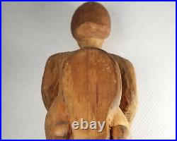 Rare Fine Sensitive Caganer Polychrome wood Carving Figural Seated Woman