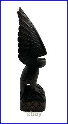 Rare Hand Carved Eagle Sculpture From One Block Of Wood Detailed