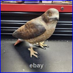 Rare Hand Carved Red Tail Hawk Statue By S. Cukowski Hyper Realistic Design