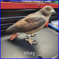 Rare Hand Carved Red Tail Hawk Statue By S. Cukowski Hyper Realistic Design