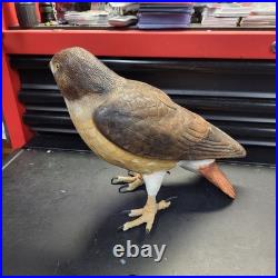 Rare Hand Carved Red Tail Hawk Statue By S. Cukowski Hyper Realistic Design