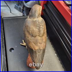 Rare Hand Carved Red Tail Hawk Statue By S. Cukowski Hyper Realistic Design