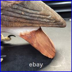 Rare Hand Carved Red Tail Hawk Statue By S. Cukowski Hyper Realistic Design