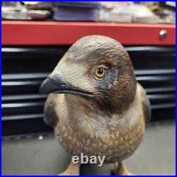 Rare Hand Carved Red Tail Hawk Statue By S. Cukowski Hyper Realistic Design