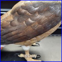 Rare Hand Carved Red Tail Hawk Statue By S. Cukowski Hyper Realistic Design