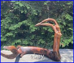 Rare Peru South America Wood Sculpture Mermaid Water Goddess