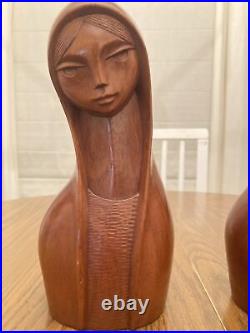 Rare Philippine Wood Carving Original Designs by J. P. Alcantara Lot Of (2)