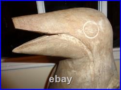 Rare Primitive Folk Art Sculpture Heavy Decor Handcarved Penguin Statue Bust