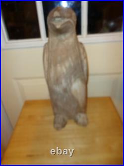 Rare Primitive Folk Art Sculpture Heavy Decor Handcarved Penguin Statue Bust