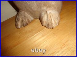 Rare Primitive Folk Art Sculpture Heavy Decor Handcarved Penguin Statue Bust