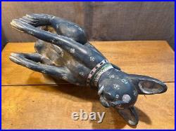 Rare September Woods Don Freedman Dog/Cat Hand Carved/Painted Folk Art Sculpture Rare September Woods Don Freedman Dog/Cat Hand Carved/Painted Folk Art Sculpture