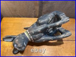 Rare September Woods Don Freedman Dog/Cat Hand Carved/Painted Folk Art Sculpture Rare September Woods Don Freedman Dog/Cat Hand Carved/Painted Folk Art Sculpture