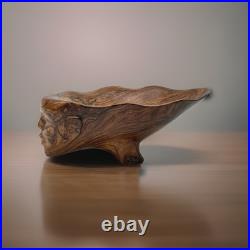 Rare Signed Tony Jimenez Large Wood Face Bowl Sculpture 15 Footed MCM Art
