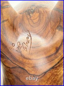 Rare Signed Tony Jimenez Large Wood Face Bowl Sculpture 15 Footed MCM Art