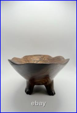 Rare Signed Tony Jimenez Large Wood Face Bowl Sculpture 15 Footed MCM Art