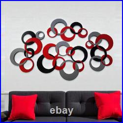 Razzy Red & gray Circles Wall Art, Modern Circle Wall Hangings, 60x36 Art69