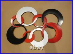 Razzy Red & gray Circles Wall Art, Modern Circle Wall Hangings, 60x36 Art69