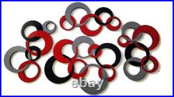 Razzy Red & gray Circles Wall Art, Modern Circle Wall Hangings, 60x36 Art69