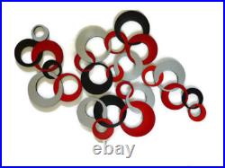 Razzy Red & gray Circles Wall Art, Modern Circle Wall Hangings, 60x36 Art69