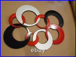 Razzy Red & gray Circles Wall Art, Modern Circle Wall Hangings, 60x36 Art69