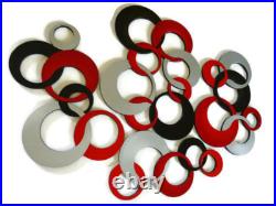 Razzy Red & gray Circles Wall Art, Modern Circle Wall Hangings, 60x36 Art69