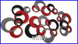 Razzy Red & gray Circles Wall Art, Modern Circle Wall Hangings, 60x36 Art69