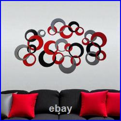 Razzy Red & gray Circles Wall Art, Modern Circle Wall Hangings, 60x36 Art69