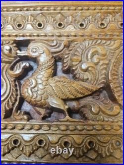 Reclaimed Thai Teak Wood Carving Peacocks lotus flowers Reclaimed Thai Teak Wood Carving Peacocks lotus flowers