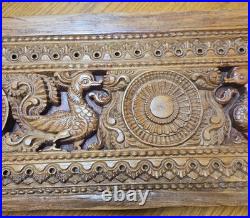 Reclaimed Thai Teak Wood Carving Peacocks lotus flowers Reclaimed Thai Teak Wood Carving Peacocks lotus flowers