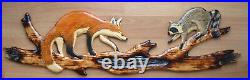 Red Fox and Raccoon Wood Carving Chainsaw Cabin Decor Wall Art