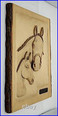 Reeder Owens SIGNED Wood Carving Horse Equestrian Sculpture Vtg RARE Mare Colt