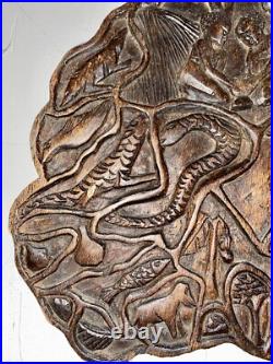 Relief Carved Wood Wall Art Storyboard Africa 23x19