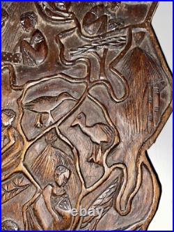 Relief Carved Wood Wall Art Storyboard Africa 23x19