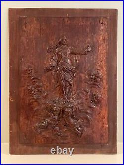 Relief Wood Carving Female figure with many Children / Cherub / Cupid figures