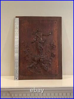 Relief Wood Carving Female figure with many Children / Cherub / Cupid figures