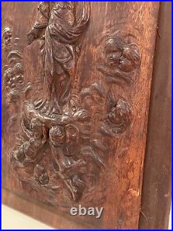 Relief Wood Carving Female figure with many Children / Cherub / Cupid figures