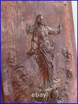 Relief Wood Carving Female figure with many Children / Cherub / Cupid figures