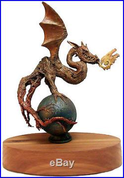 Rick Cain Original Dragon Mythical Fantasy Wood Carving Fine Art Sculpture