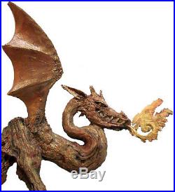 Rick Cain Original Dragon Mythical Fantasy Wood Carving Fine Art Sculpture