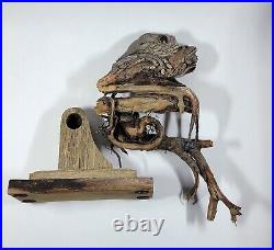 Rick Cain Original Hand Carved Wood Statue Tree Frog