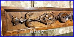 Rosette scroll leaf wood carving pediment Antique french architectural salvage